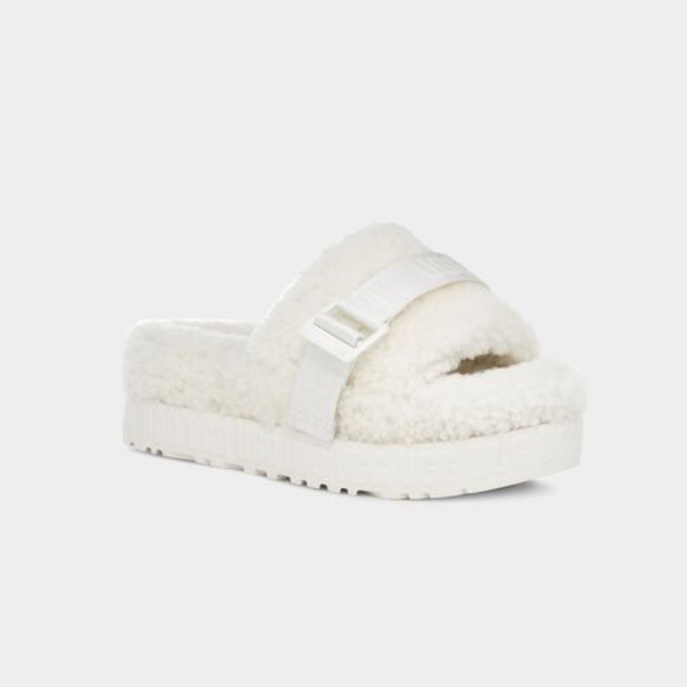 White UGG fluffita slippers
